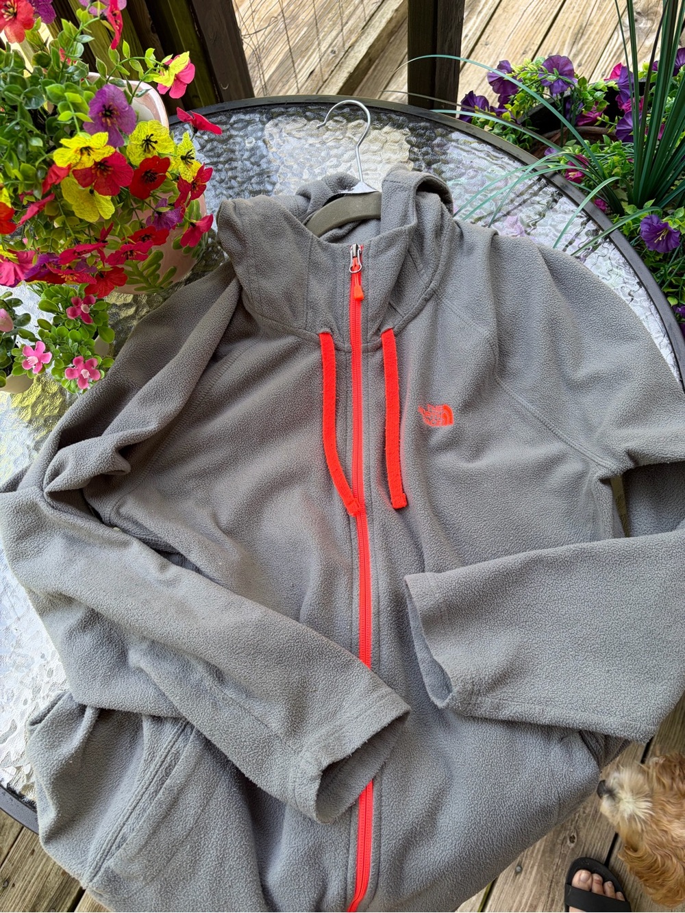 The North Face Gray Fleece Jacket with Coral Accents